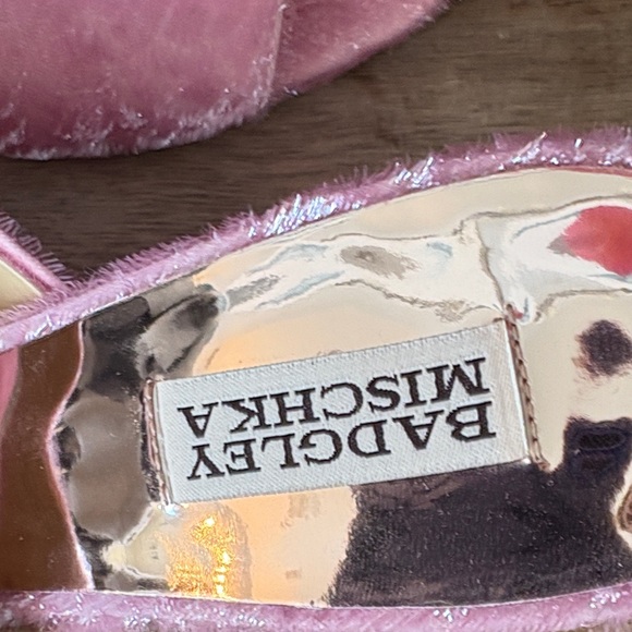 Badgley Mischka Pink Heart-Heel Mules - Picture 2 of 14